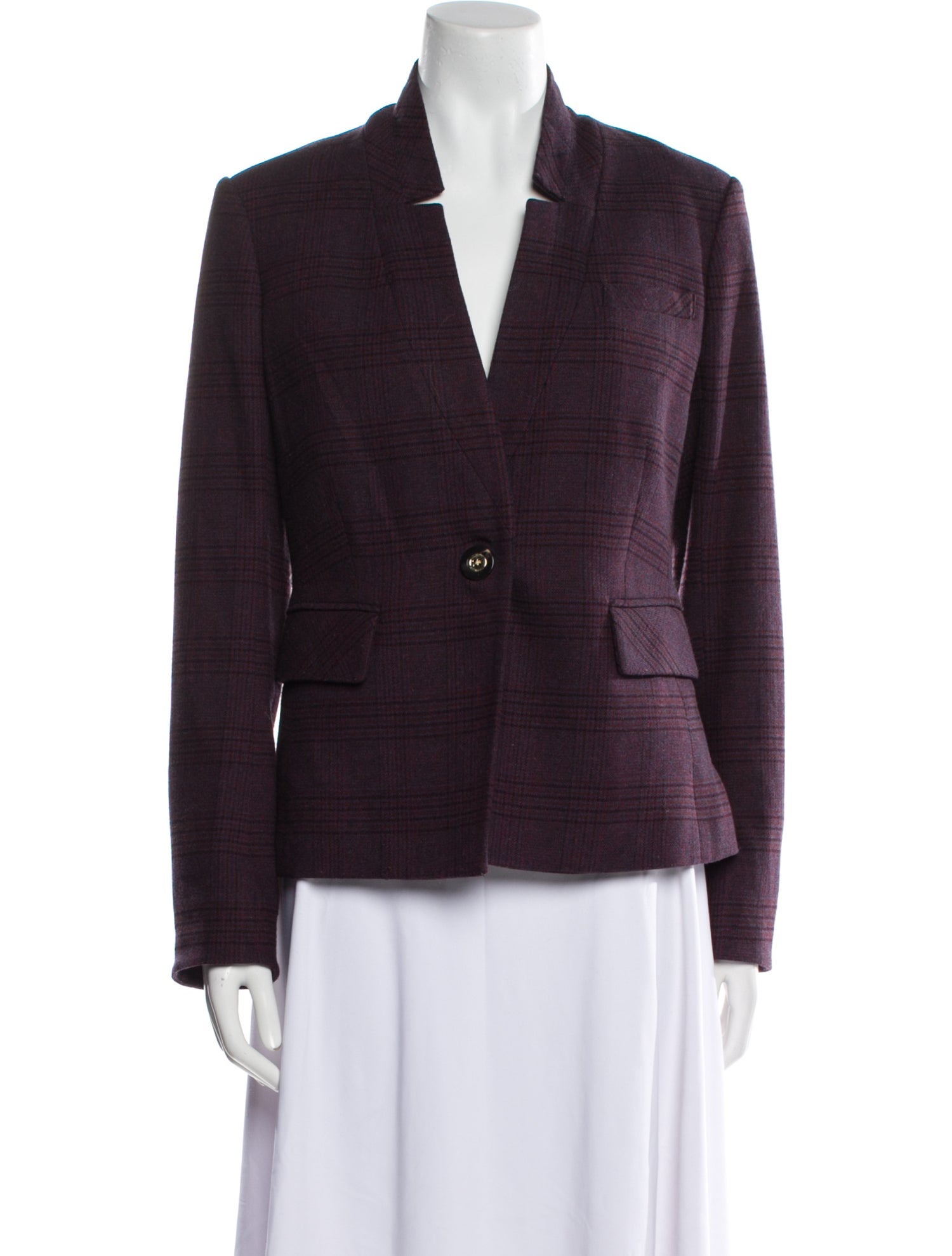 Veronica Beard Wool Plaid Print Blazer